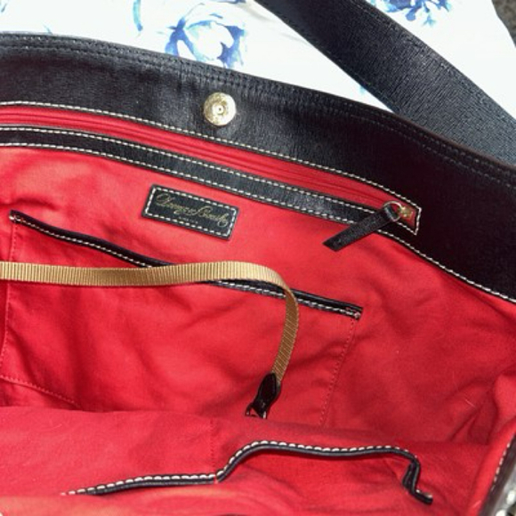 Dooney & Bourke White Black Quilt Logo Canvas Shoulder Bag Handbag Tote - Picture 10 of 14